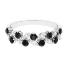 Created Black Diamond and Diamond Leaf Eternity Ring Lab Created Black Diamond - ( AAAA ) - Quality - Rosec Jewels