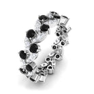 5 CT Created Black Diamond Leaf Eternity Ring with Moissanite Lab Created Black Diamond - ( AAAA ) - Quality - Rosec Jewels