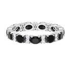 Oval Cut Created Black Diamond East West Eternity Ring with Accent Lab Created Black Diamond - ( AAAA ) - Quality - Rosec Jewels