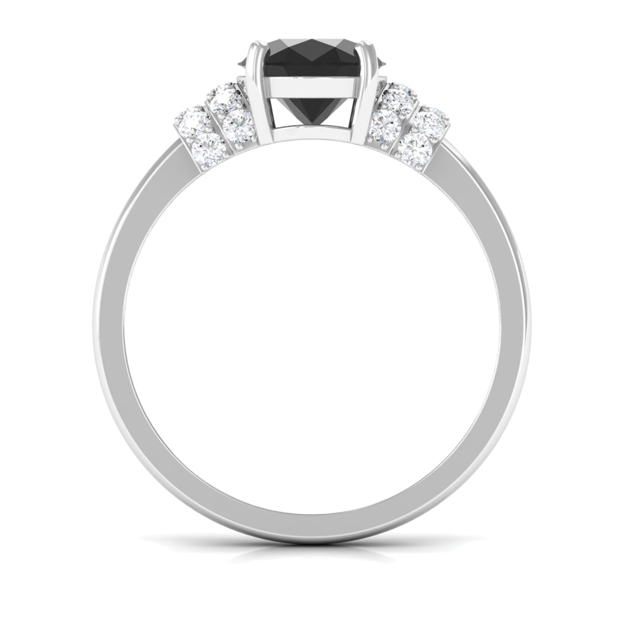 Created Black Diamond and Diamond Oval Engagement Ring Lab Created Black Diamond - ( AAAA ) - Quality - Rosec Jewels