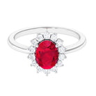 1.50 CT Princess Diana Inspired Created Ruby and Diamond Ring Lab Created Ruby - ( AAAA ) - Quality - Rosec Jewels