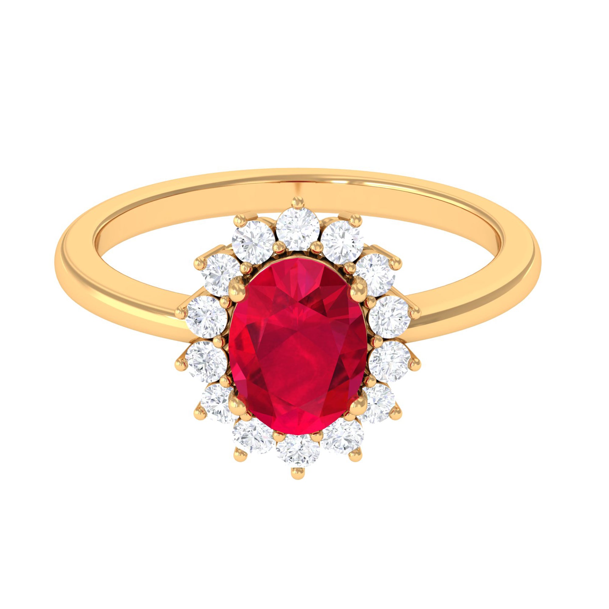 1.50 CT Princess Diana Inspired Created Ruby and Diamond Ring Lab Created Ruby - ( AAAA ) - Quality - Rosec Jewels