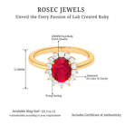 1.50 CT Princess Diana Inspired Created Ruby and Diamond Ring Lab Created Ruby - ( AAAA ) - Quality - Rosec Jewels