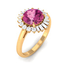 Claw Set Pink Tourmaline Cocktail Ring with Moissanite Halo in Gold Pink Tourmaline - ( AAA ) - Quality - Rosec Jewels