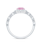 1.25 CT Vintage Rose Quartz Engagement Ring with Diamond Accent Rose Quartz - ( AAA ) - Quality - Rosec Jewels