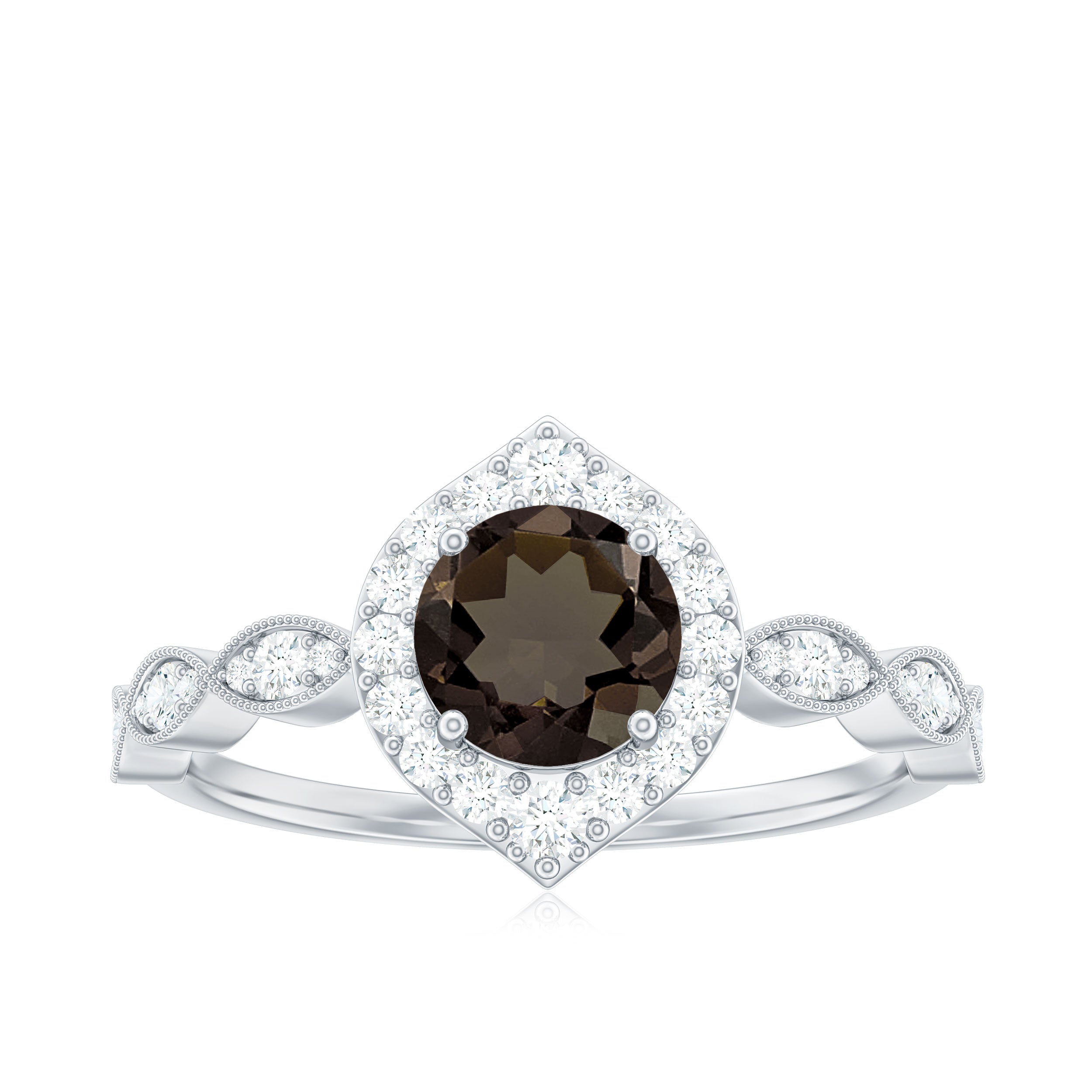 1.50 CT Vintage Style Smoky Quartz Engagement Ring with Diamond Smoky Quartz - ( AAA ) - Quality - Rosec Jewels