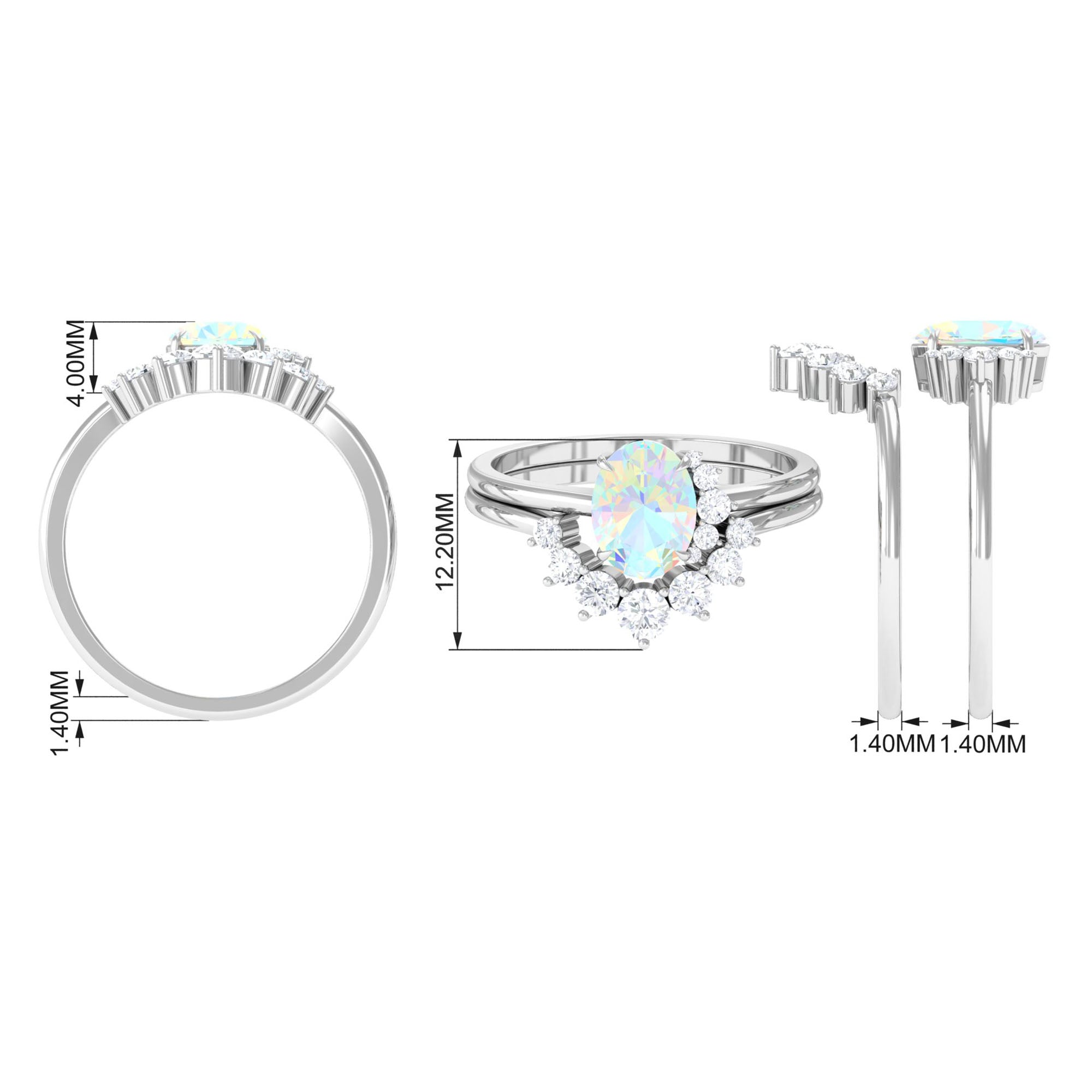 Oval Ethiopian Opal Solitaire Wedding Ring Set with Diamond Ethiopian Opal - ( AAA ) - Quality - Rosec Jewels