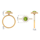 Round Peridot Statement Engagement Ring with Moissanite Cluster Halo Peridot - ( AAA ) - Quality - Rosec Jewels