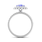 2 CT Round Tanzanite Statement Engagement Ring with Diamond Tanzanite - ( AAA ) - Quality - Rosec Jewels