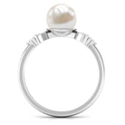 Nature Inspired Freshwater Pearl Solitaire Ring with Diamond Freshwater Pearl - ( AAA ) - Quality - Rosec Jewels