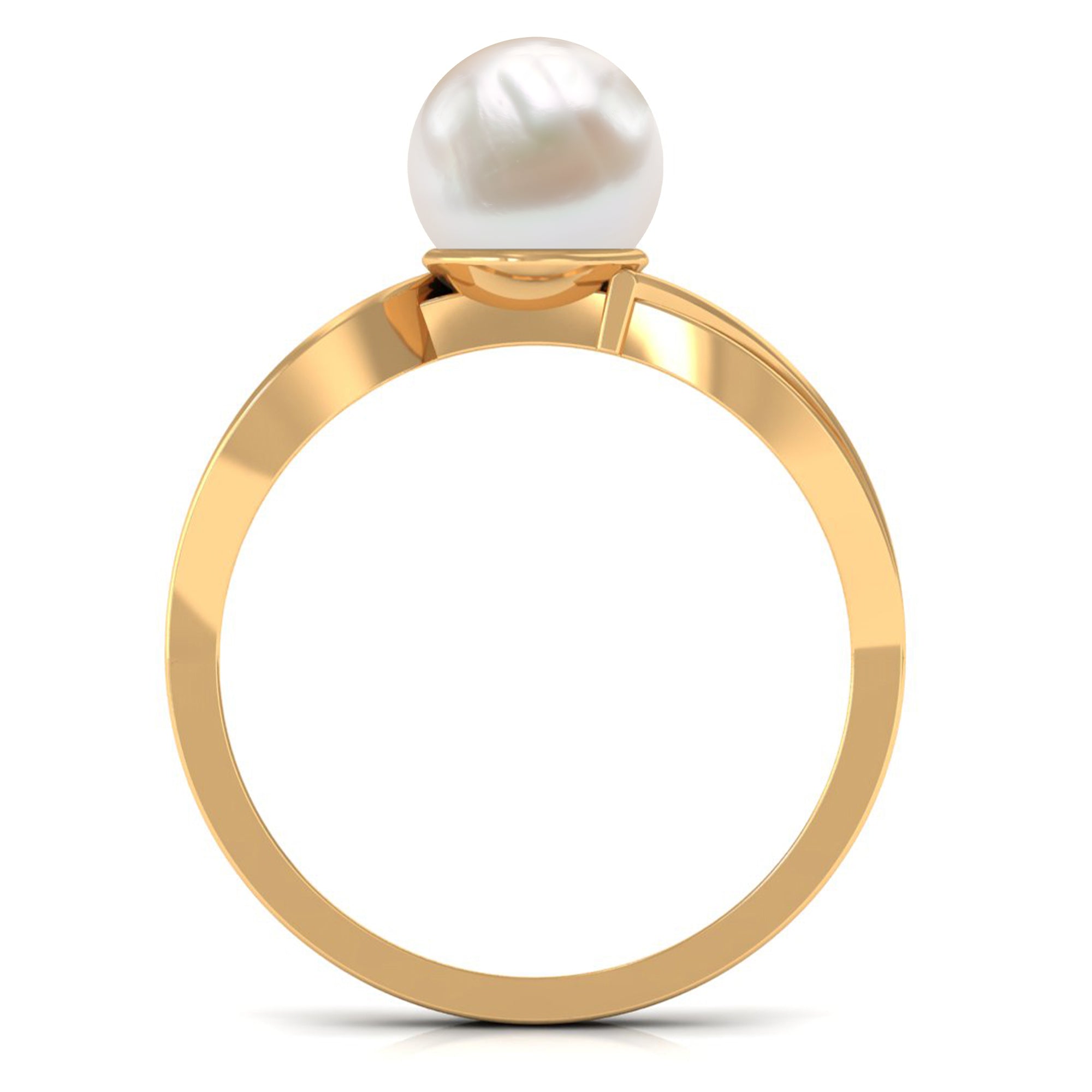 Solitaire Freshwater Pearl and Diamond Infinity Ring Freshwater Pearl - ( AAA ) - Quality - Rosec Jewels