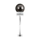 Round Tahitian Pearl Designer Engagement Ring with Diamond Tahitian pearl - ( AAA ) - Quality - Rosec Jewels