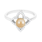 Designer South Sea Pearl and Diamond Floral Halo Engagement Ring South Sea Pearl - ( AAA ) - Quality - Rosec Jewels