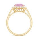 2.50 CT Round Shape Rose Quartz Simple Halo Ring with Diamond Rose Quartz - ( AAA ) - Quality - Rosec Jewels