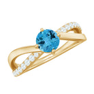 Infinity Shank Round Swiss Blue Topaz Engagement Ring with Diamond Swiss Blue Topaz - ( AAA ) - Quality - Rosec Jewels