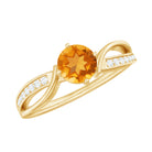 Infinity Shank Round Citrine Engagement Ring with Diamond Citrine - ( AAA ) - Quality - Rosec Jewels