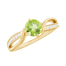 Infinity Shank Round Peridot Engagement Ring with Diamond Peridot - ( AAA ) - Quality - Rosec Jewels