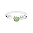 Infinity Shank Round Green Sapphire Engagement Ring with Diamond Green Sapphire - ( AAA ) - Quality - Rosec Jewels