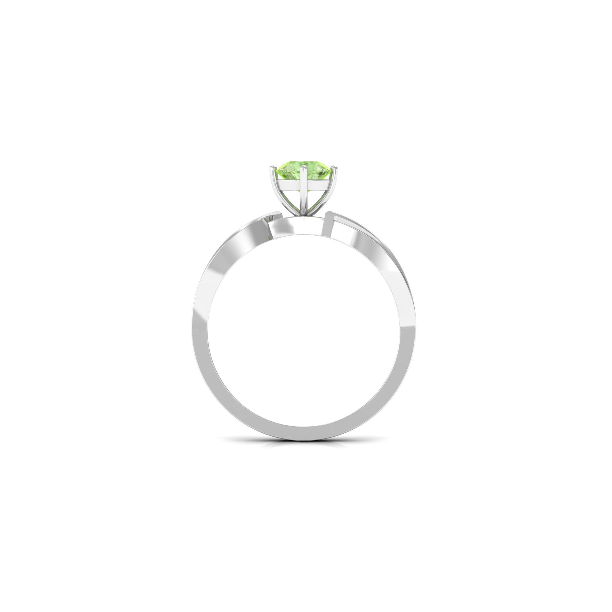 Infinity Shank Round Green Sapphire Engagement Ring with Diamond Green Sapphire - ( AAA ) - Quality - Rosec Jewels