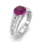 1.75 CT Rhodolite Solitaire Celtic Engagement Ring with Diamond Rhodolite - ( AAA ) - Quality - Rosec Jewels