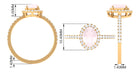 Oval Rose Quartz Halo Engagement Ring with Diamond Rose Quartz - ( AAA ) - Quality - Rosec Jewels