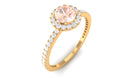 Round Shape Morganite Halo Engagement Ring with Diamond Morganite - ( AAA ) - Quality - Rosec Jewels