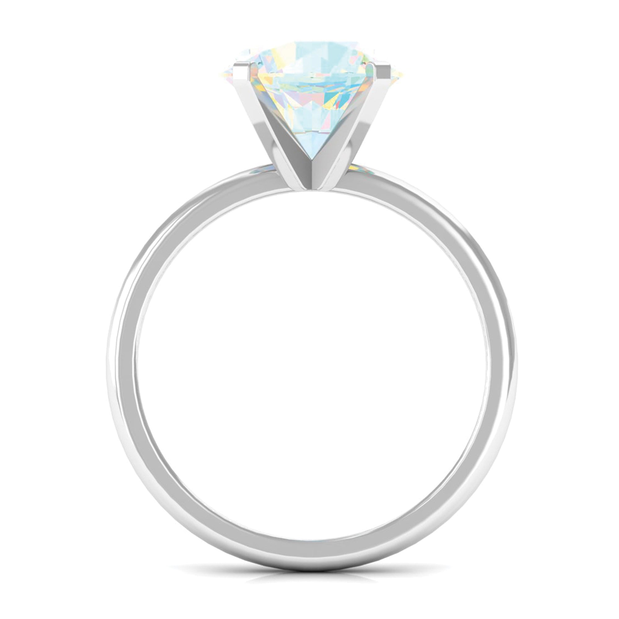 2 CT Round Cut Ethiopian opal Solitaire Engagement Ring in Peg Head Setting Ethiopian Opal - ( AAA ) - Quality - Rosec Jewels