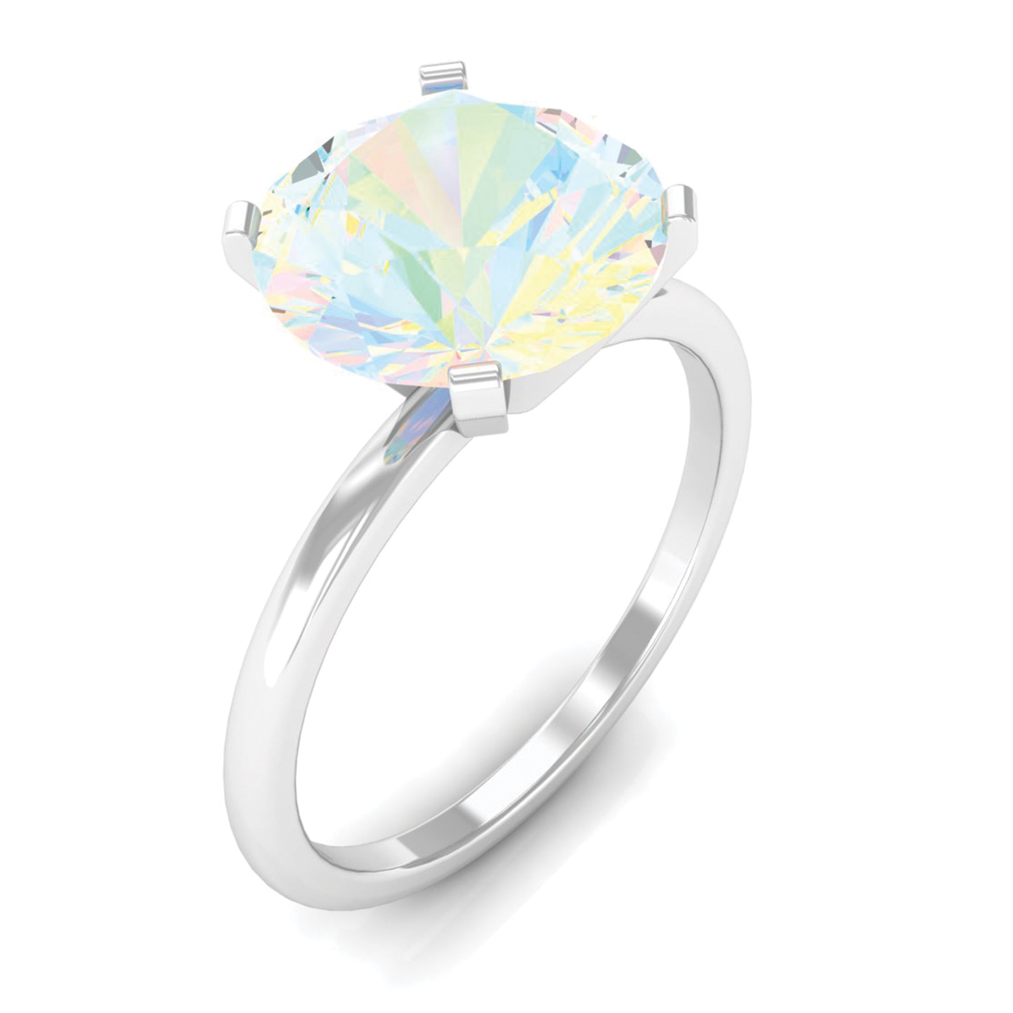 2 CT Round Cut Ethiopian opal Solitaire Engagement Ring in Peg Head Setting Ethiopian Opal - ( AAA ) - Quality - Rosec Jewels