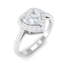 1.50 CT Certified Moissanite Heart Engagement Ring with Halo Moissanite - ( D-VS1 ) - Color and Clarity - Rosec Jewels