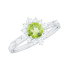 1 CT Round Peridot and Diamond Halo Engagement Ring Peridot - ( AAA ) - Quality - Rosec Jewels