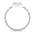 Asscher Cut Moonstone and Diamond Halo Engagement Ring Moonstone - ( AAA ) - Quality - Rosec Jewels