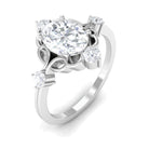 2.25 CT Oval Cut Solitaire Simulated Diamond Gold Cocktail Ring Zircon - ( AAAA ) - Quality - Rosec Jewels