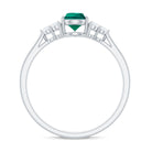 Pear Shaped Created Emerald Solitaire Engagement Ring with Diamond Trio Lab Created Emerald - ( AAAA ) - Quality - Rosec Jewels