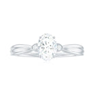 Oval Moissanite Simple Solitaire Engagement Ring Moissanite - ( D-VS1 ) - Color and Clarity - Rosec Jewels