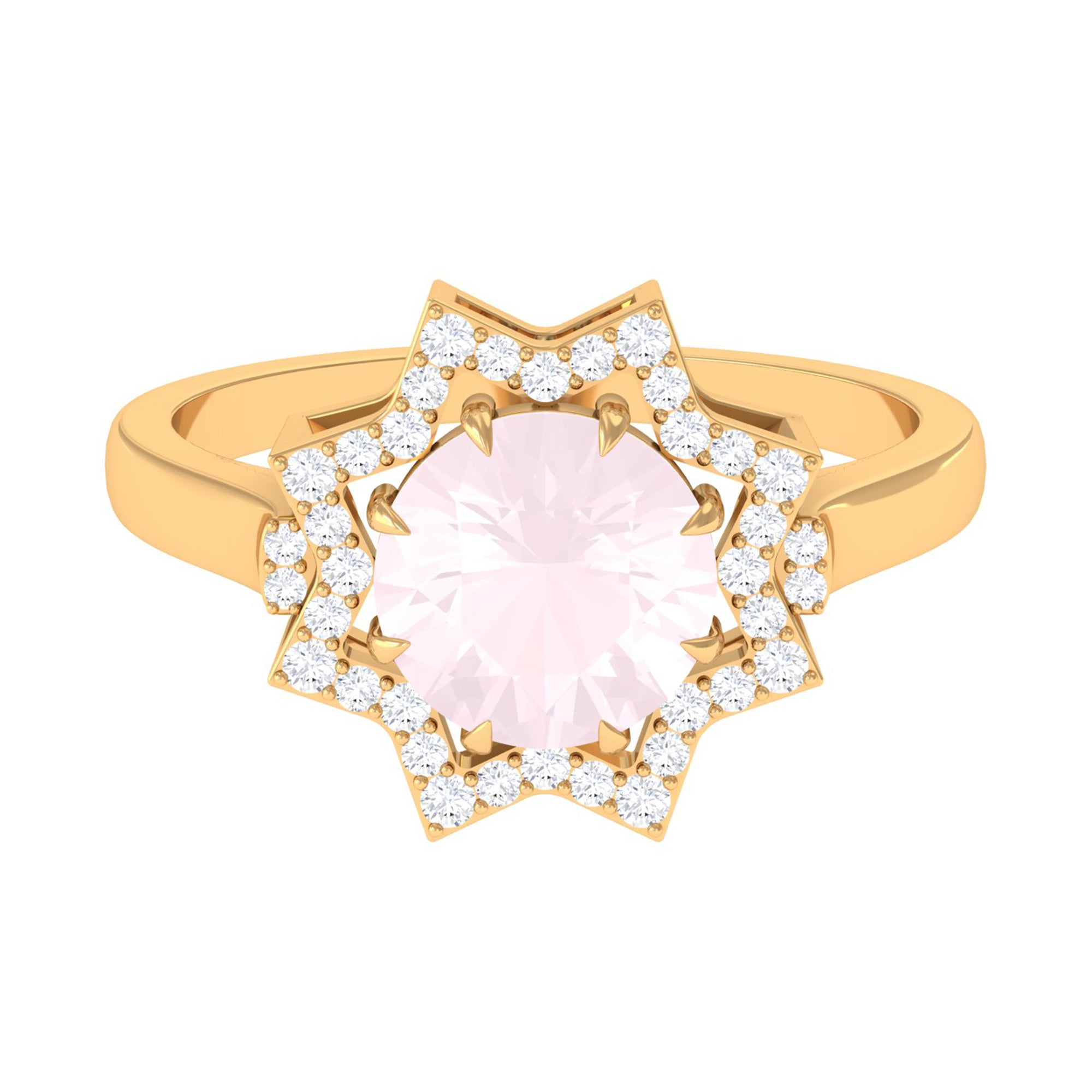 2.5 CT Rose Quartz Star Shape Engagement Ring with Diamond Rose Quartz - ( AAA ) - Quality - Rosec Jewels