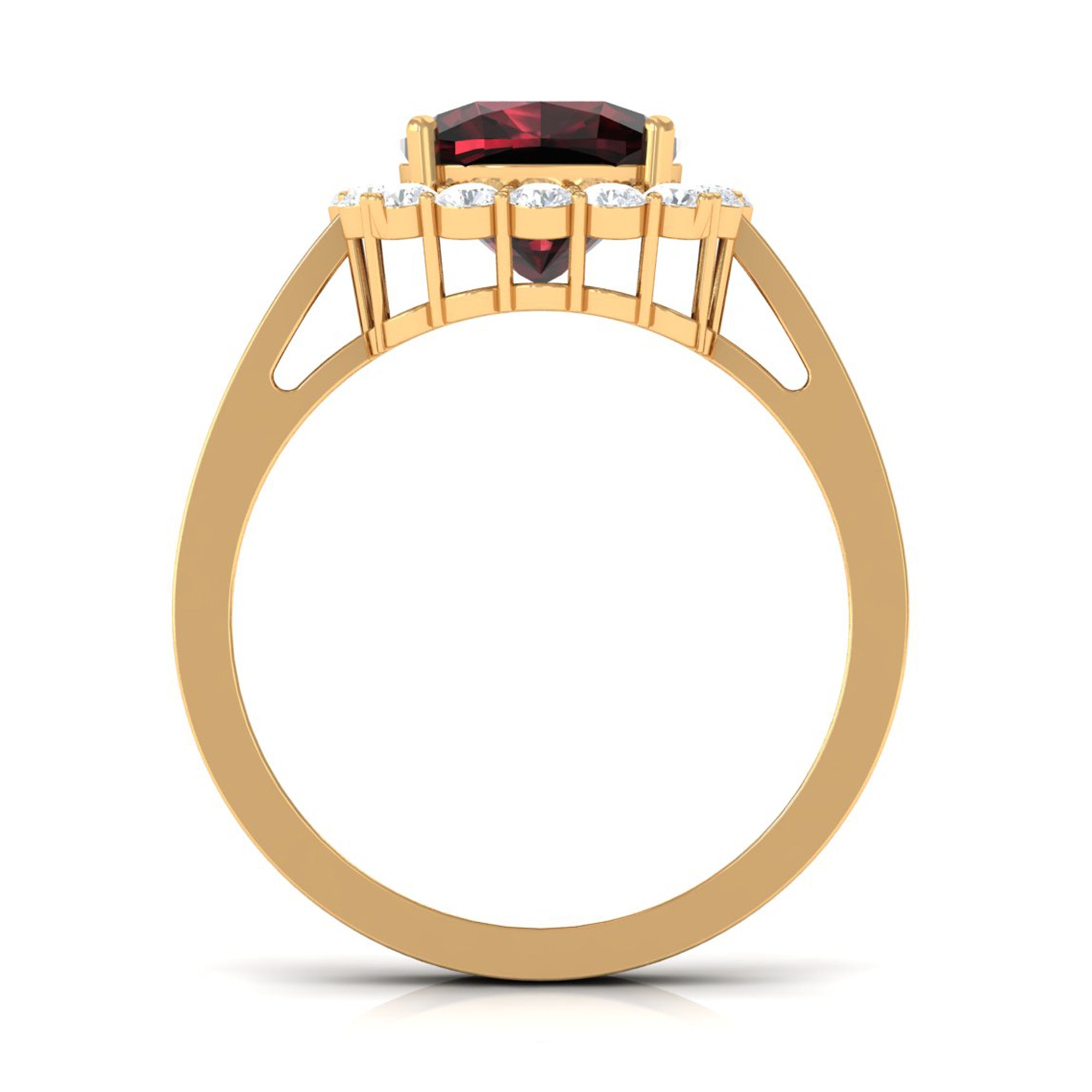 Cushion Cut Garnet Halo Engagement Ring with Diamond Garnet - ( AAA ) - Quality - Rosec Jewels