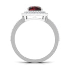 Cushion Cut Garnet Double Halo Engagement Ring with Diamond Garnet - ( AAA ) - Quality - Rosec Jewels