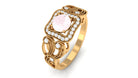 Vintage Rose Quartz and Diamond Milgrain Engagement Ring Rose Quartz - ( AAA ) - Quality - Rosec Jewels