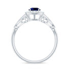 Vintage Lab-Created Blue Sapphire Diamond Engagement Ring Lab Created Blue Sapphire - ( AAAA ) - Quality - Rosec Jewels