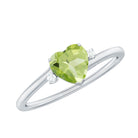 Minimal Peridot Heart Solitaire Promise Ring with Diamond Peridot - ( AAA ) - Quality - Rosec Jewels