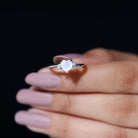 Heart Shape Real Moonstone Solitaire Promise Ring with Diamond Moonstone - ( AAA ) - Quality - Rosec Jewels