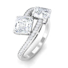 Asscher Cut Cubic Zirconia Two Stone Engagement Ring Zircon - ( AAAA ) - Quality - Rosec Jewels