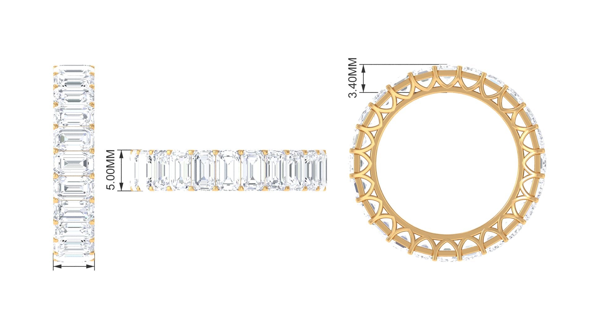 Emerald Cut Zircon Full Eternity Band Ring Zircon - ( AAAA ) - Quality - Rosec Jewels