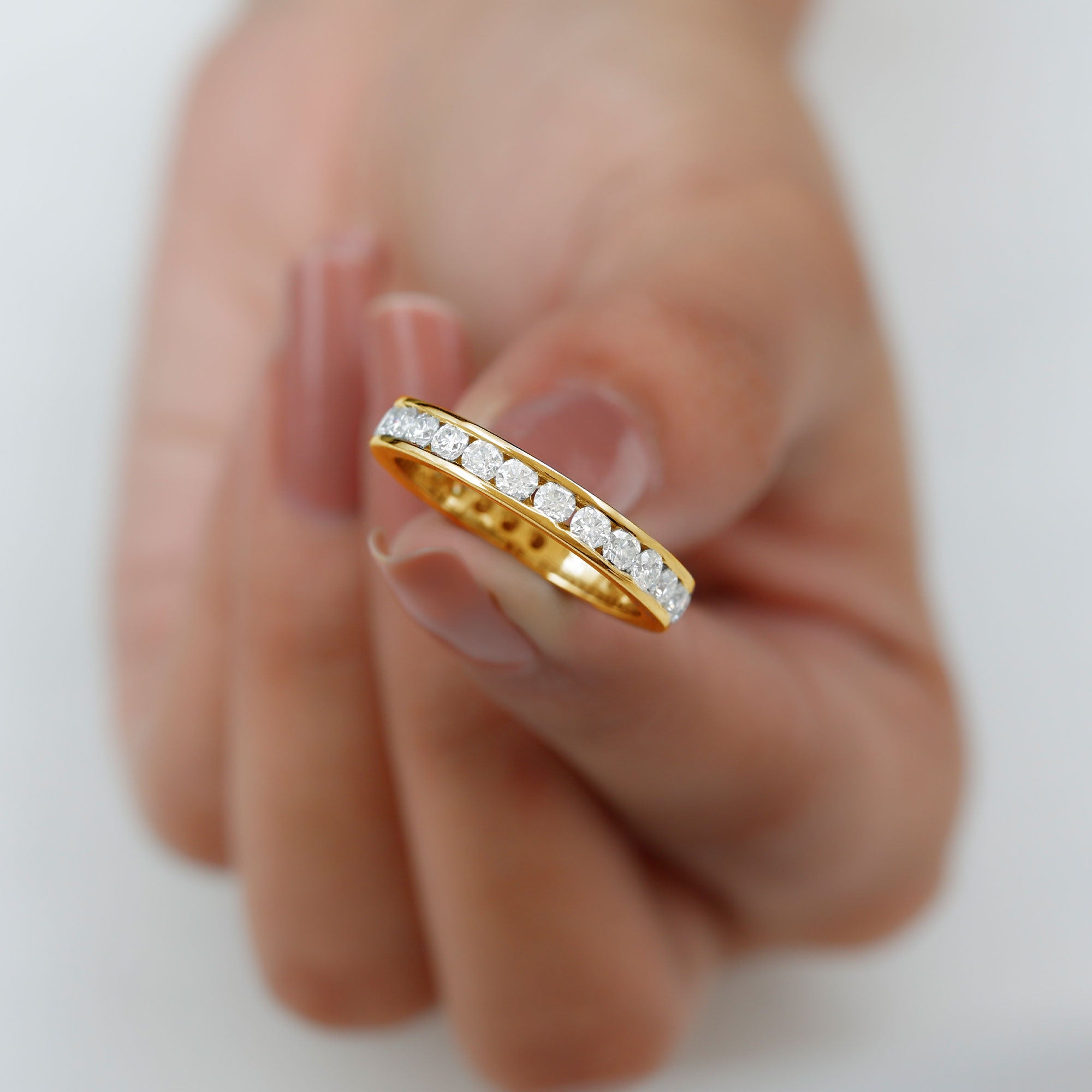 Channel Set Round Cubic Zirconia Full Eternity Band Ring Zircon - ( AAAA ) - Quality - Rosec Jewels