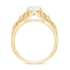 Round Shape Moissanite Solitaire Antique Style Ring in Gold Moissanite - ( D-VS1 ) - Color and Clarity - Rosec Jewels