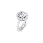 3 CT Oval Simulated Diamond Classic Halo Ring in Gold Zircon - ( AAAA ) - Quality - Rosec Jewels