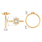 1/2 CT Simulated Diamond Elegant Flower Ring in Gold Zircon - ( AAAA ) - Quality - Rosec Jewels