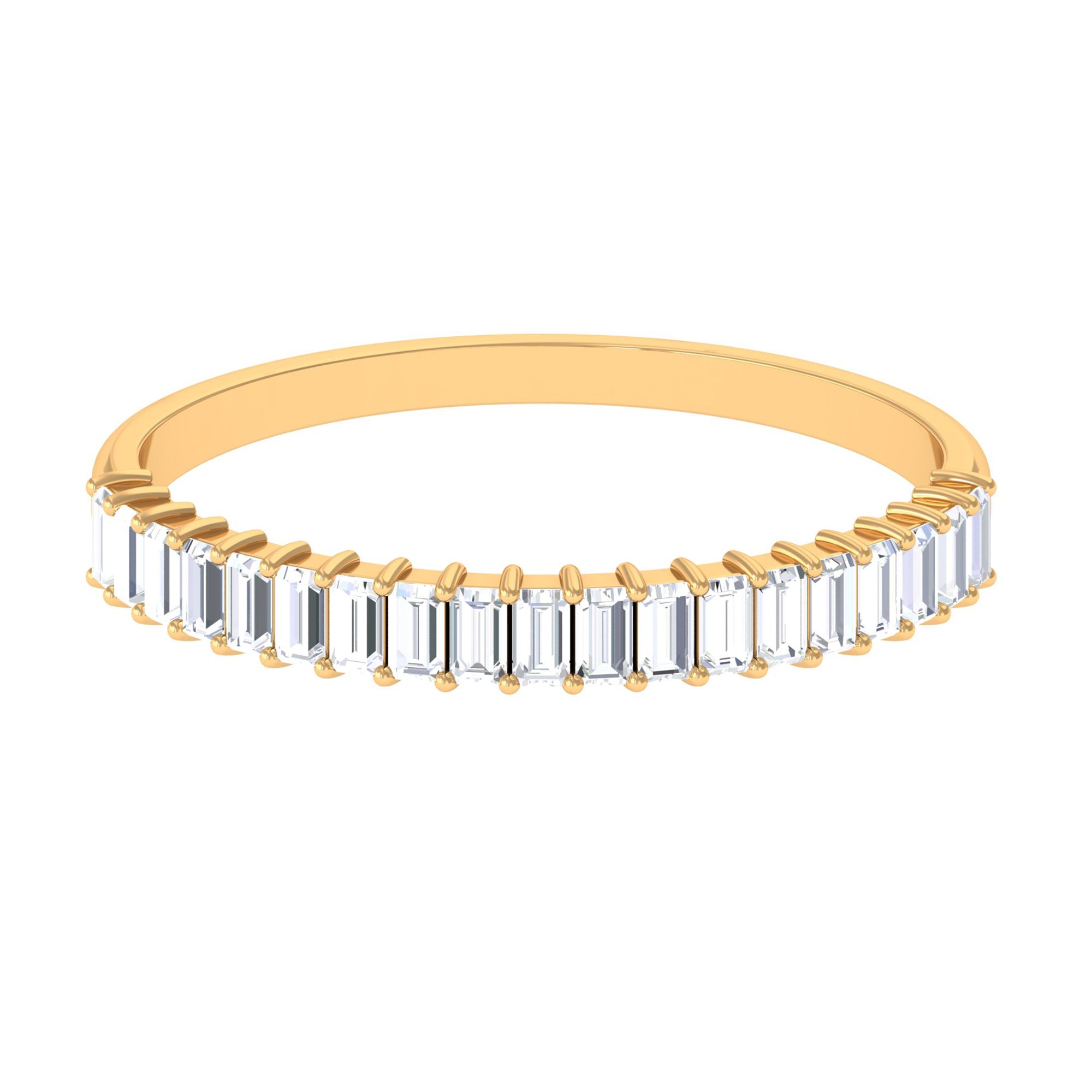 Minimal Baguette Cut Cubic Zirconia Half Eternity Ring Zircon - ( AAAA ) - Quality - Rosec Jewels