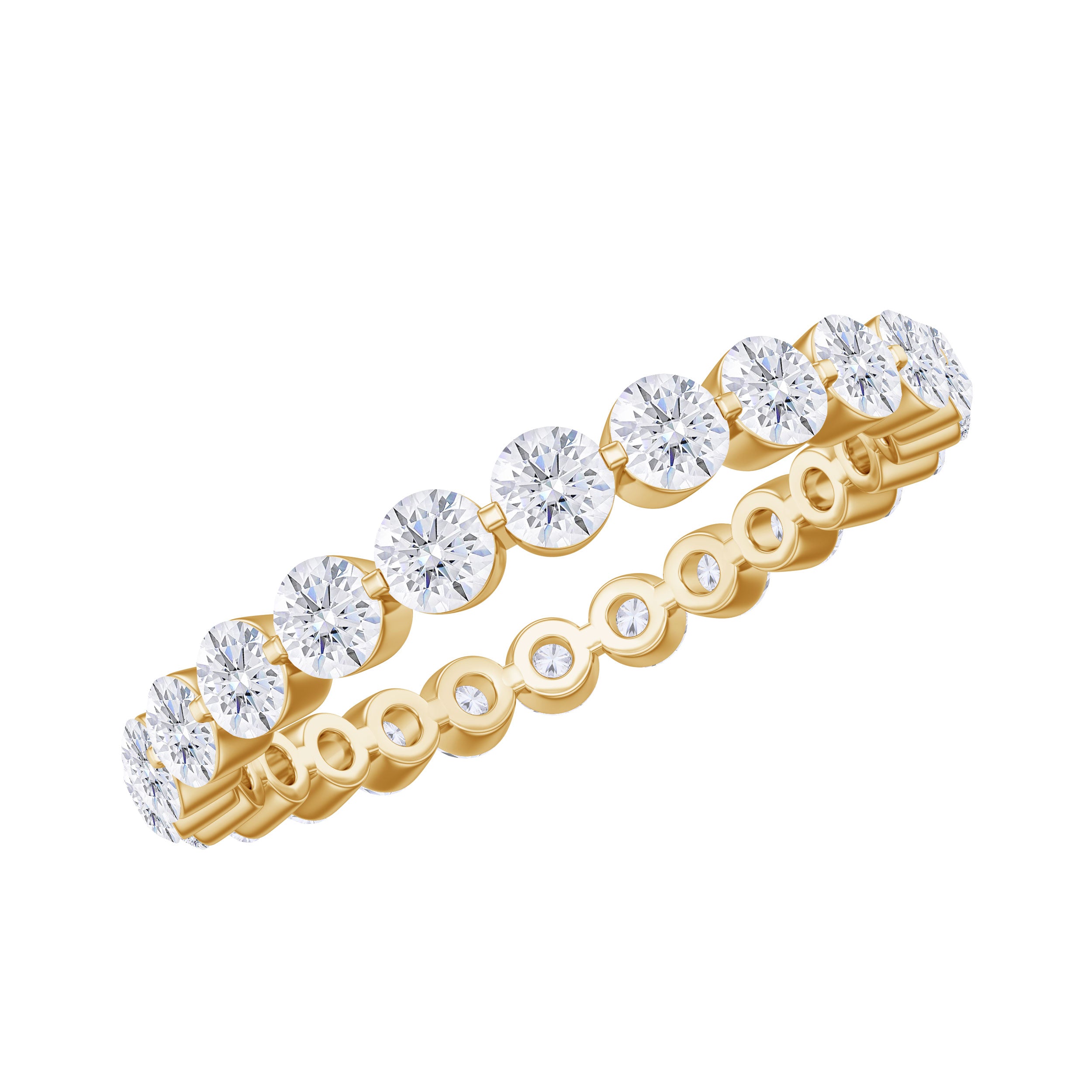 2.75 CT Certified Moissanite Full Eternity Ring in Gold Moissanite - ( D-VS1 ) - Color and Clarity - Rosec Jewels