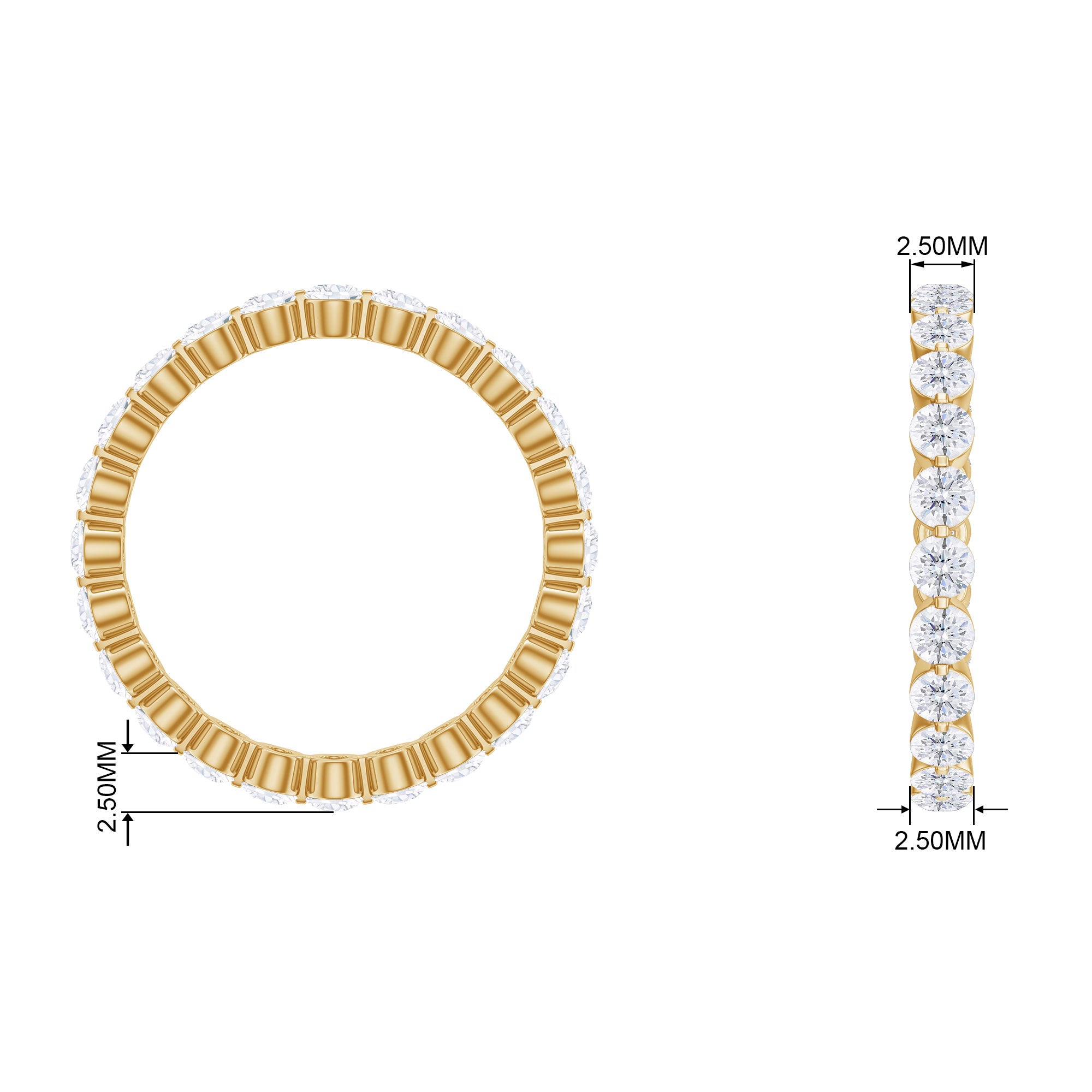 2.75 CT Certified Moissanite Full Eternity Ring in Gold Moissanite - ( D-VS1 ) - Color and Clarity - Rosec Jewels